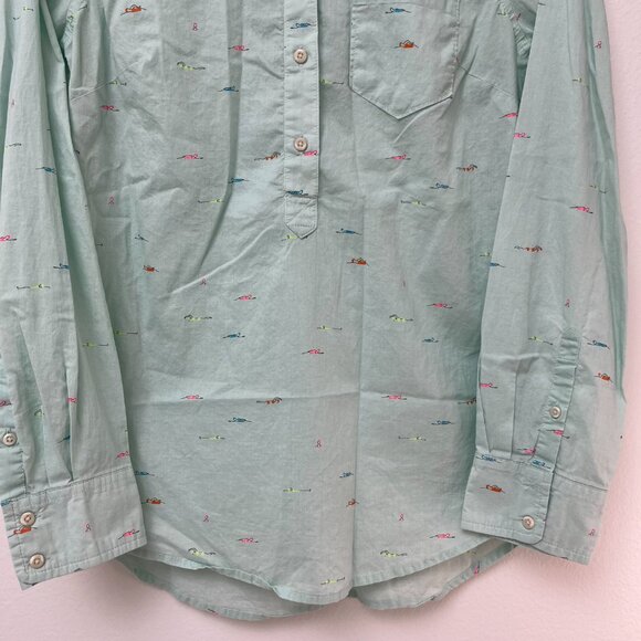 Merona Long Sleeve 1/4 Button Collared Mint Multicolor Swimmers Women's Sz Small - Picture 3 of 16